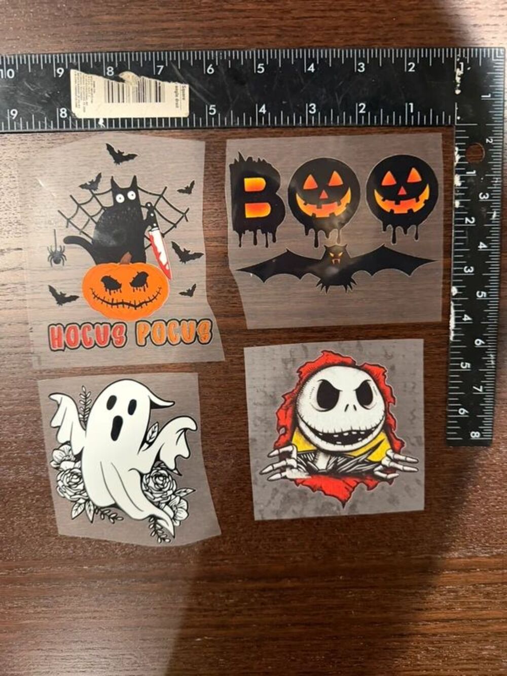 4-Pc Halloween DTF Iron-On Heat Transfer Bundle Ghost Pumpkin Bat Jack (NEW)
